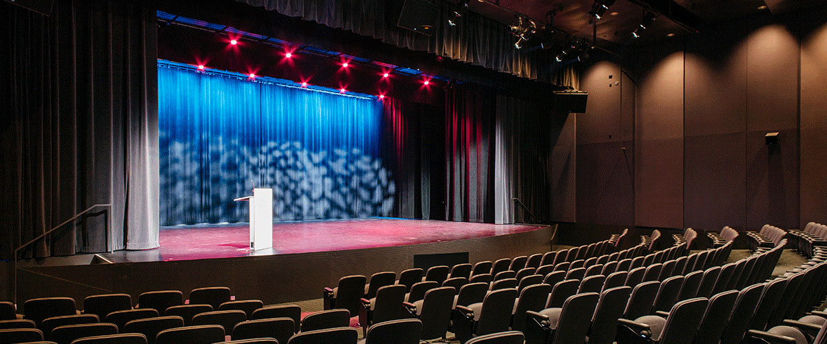 a view of the stage in the theatre