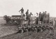 Old photo of homesteaders in Alberta.